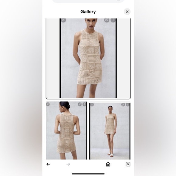 Zara Dress Beige Crochet Design with Slip in great used condition - Picture 2 of 5